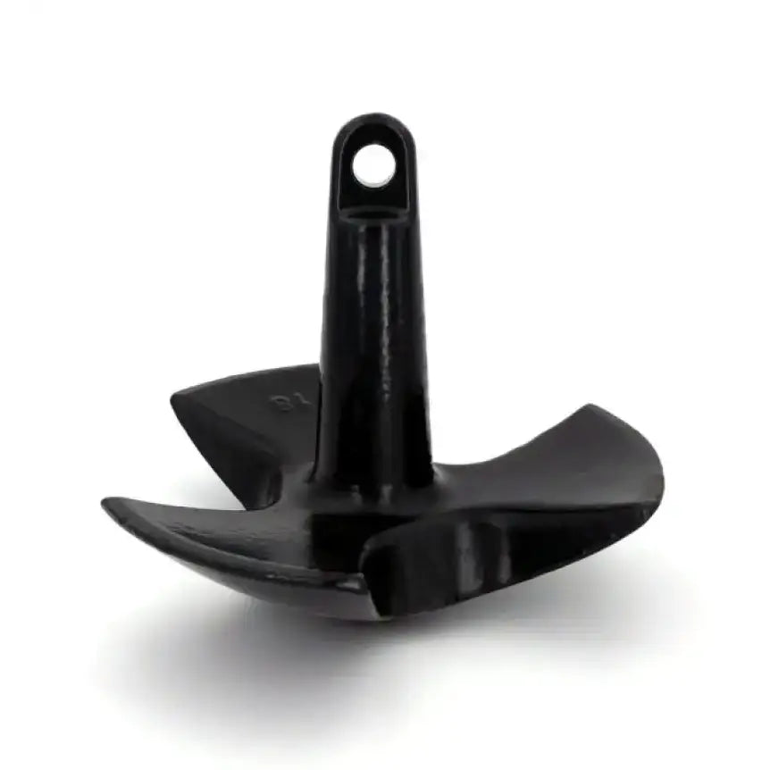 Black 512-E-UPC Greenfield 12 Lb. River Anchor - front view showing blade and shank design.