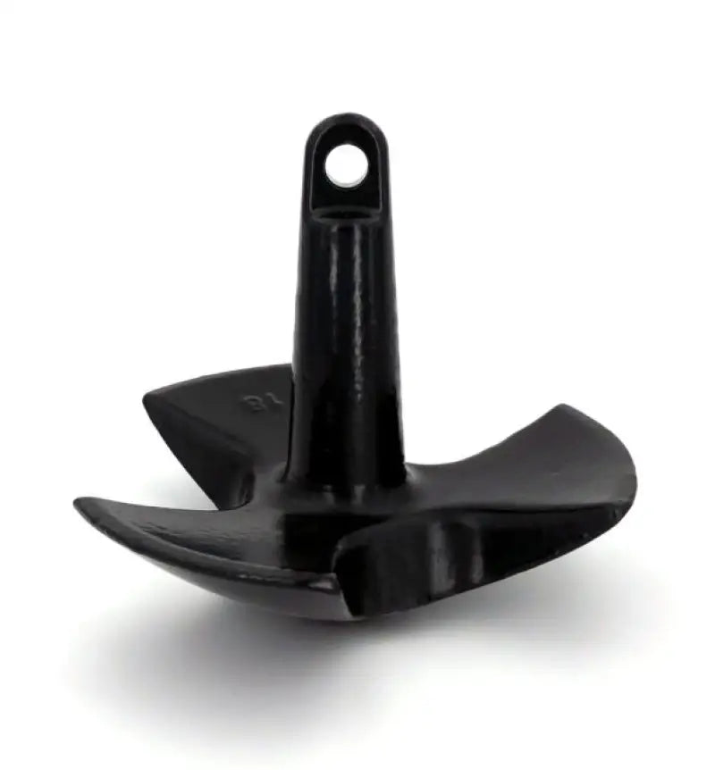Black 512-E-UPC Greenfield 12 Lb. River Anchor - front view showing blade and shank design.