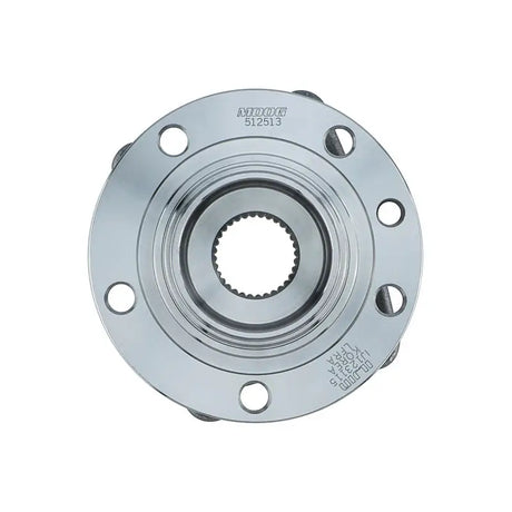 Silver metal wheel hub with bolt holes for Moog Hub Assembly or hub assembly fits