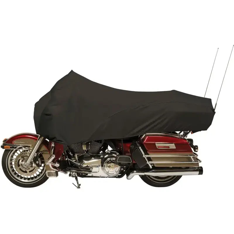 Covered touring motorcycle with 5140 Premium Motorcycle Half Cover, a durable motorcycle half cover