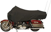 Covered touring motorcycle with 5140 Premium Motorcycle Half Cover, a durable motorcycle half cover