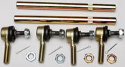 Tie rod end kit with four tie rod ends, two tie rods, and hardware for steering