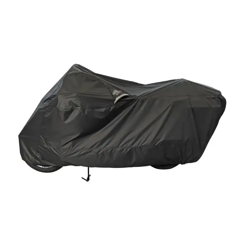 Covered motorcycle with Weatherall Plus Ratchet for extra protection in black
