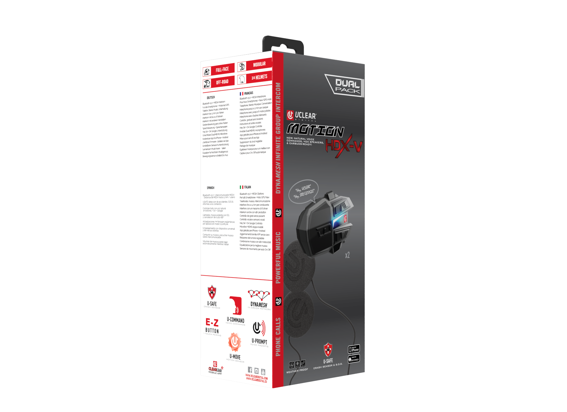 Uclear HDX-V Helmet Audio Kit Audio/Visual/Communication 180513 - Motion HDX-V Dual Dual