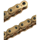 Gold-colored roller chain 520MVXZ2-130G for street applications in Chain MVXZ2 series