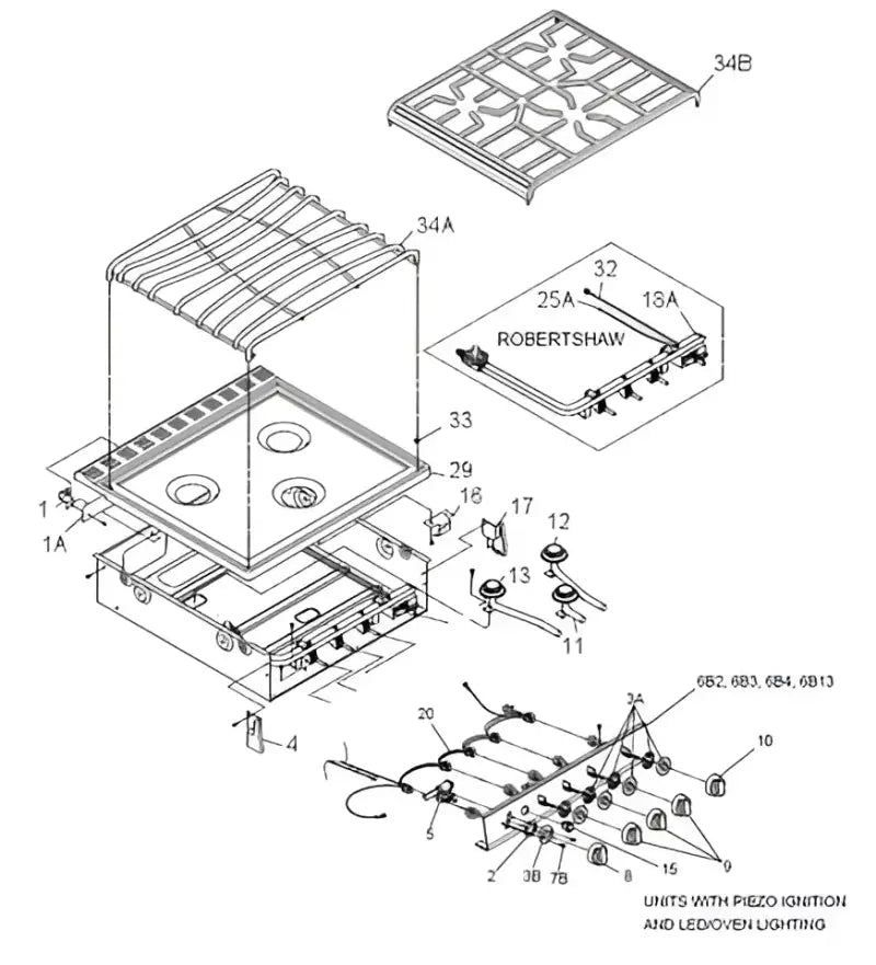 Exploded view of 521204 Suburban Mfg Kit Piezo/Knob Bk, showcasing components for RVs, Automotive, Powersports, off-road, marine, exterior, truck accessories, interior, truck bed, RV parts, Inside RV, RV Indoor Accessories, AVADA - Best Sellers