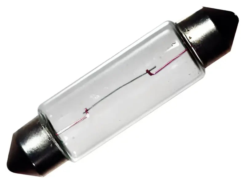 Clear glass automotive festoon bulb from Ancor Bulb Festoon 12V .74A 10W 6Cp