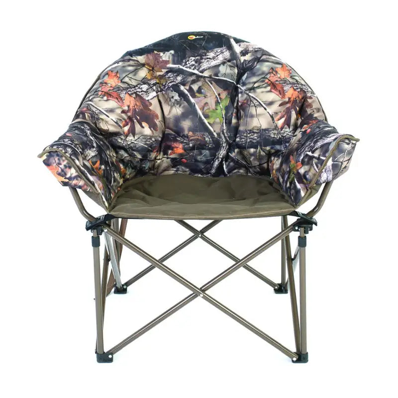 52285H Faulkner Big Dog Bkt Chair Camo for outdoor enthusiasts, featuring a camo pattern, sturdy frame, spacious seat, and backrest, designed for comfort and portability.