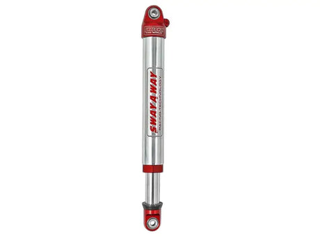Silver and red AFE Sus air shock absorber with adjustable valving for off-road fun