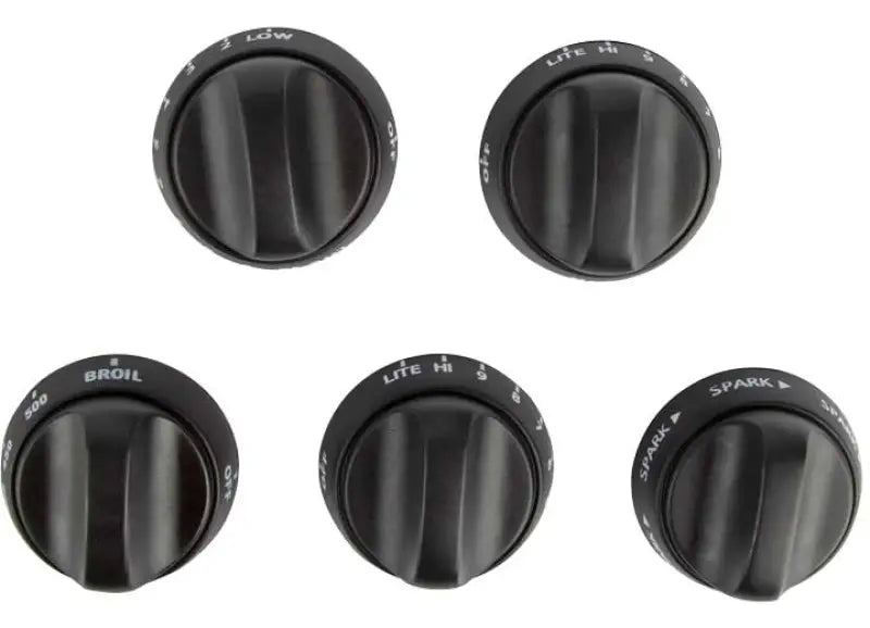 Five black Dometic stove control knobs for Wedgewood 35 stove control knob replacement