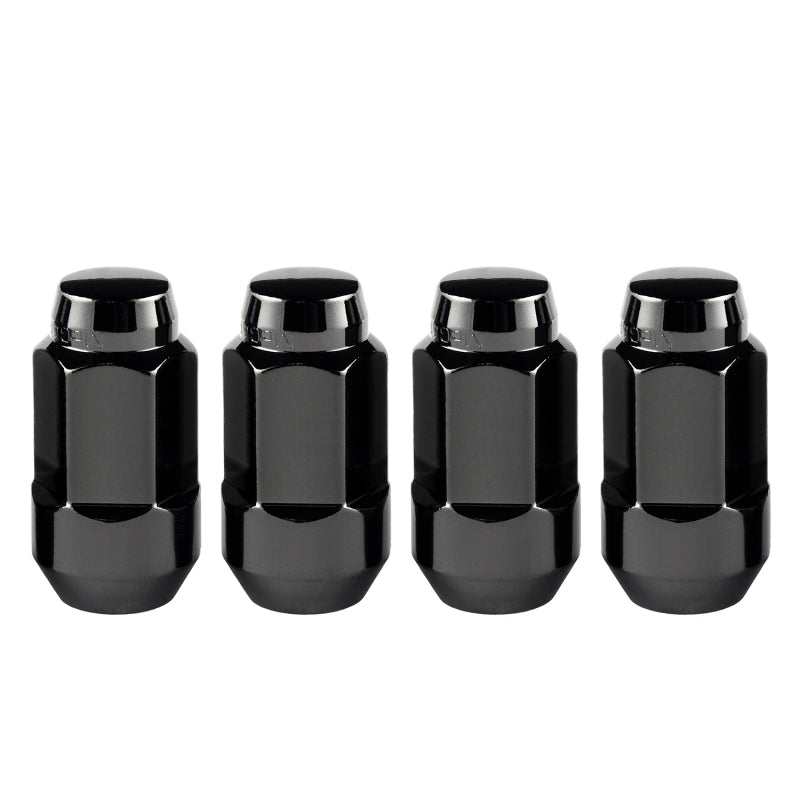 McGard Hex Lug Nut (Cone Seat Bulge Style) M14X1.5 / 22mm Hex / 1.945in. Length (4-Pack) - Black - 64034