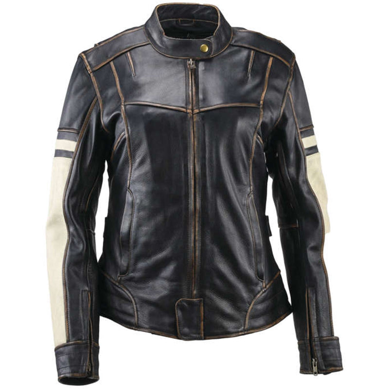 River Road Dame Vintage Leather Jacket Black Womens - Small - 094388