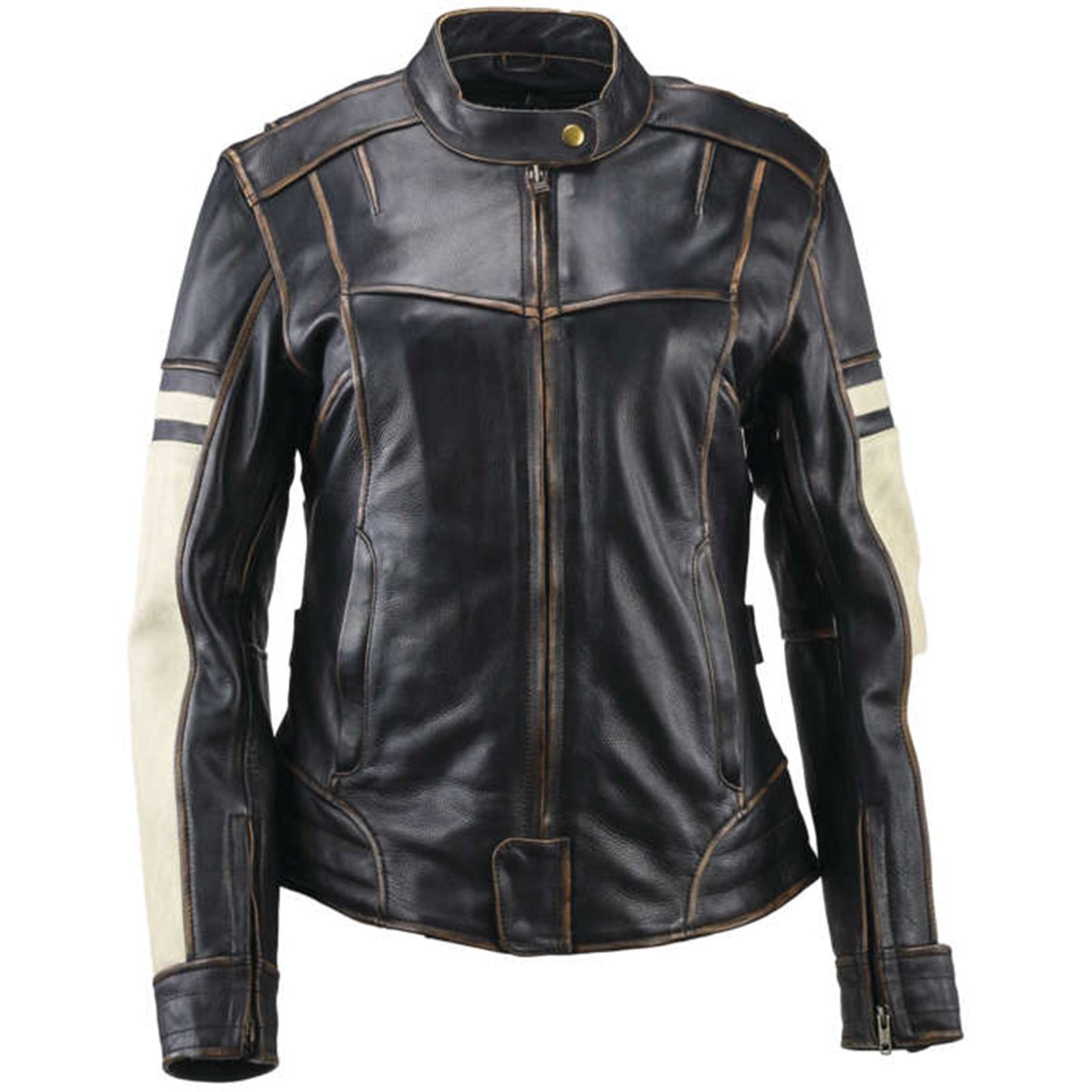 River Road Dame Vintage Leather Jacket Black Womens - Medium - 094389