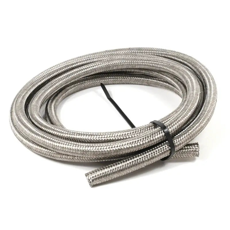 Coiled stainless steel braided hose with black zip tie for Speedfx Dbl Brd SS Racing Hose