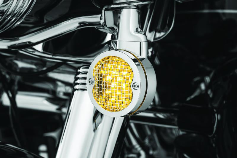 Kuryakyn 6513 Kuryakyn Mesh Turn Signal Bezels 3-1/4in Chrome - 6513