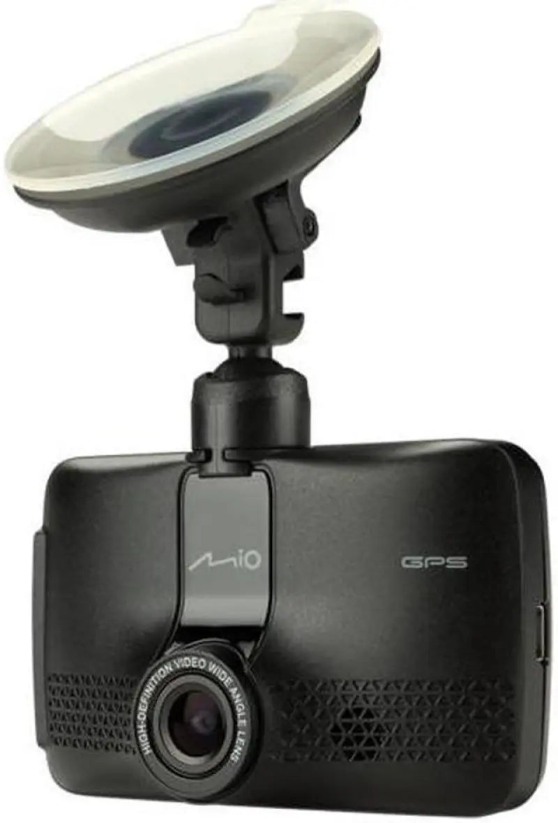Black dash cam with suction mount for 5415N5830027 MIO Mivue 733 Wi-Fi GPS Full HD