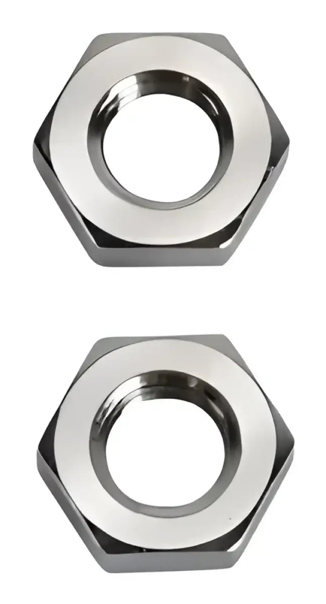 Two hexagonal metal nuts for Speedfx -8AN Bulkhead Nut fitting replacement