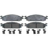 Four brake pads with clips for Raybestos Disc ROTR brake system replacement