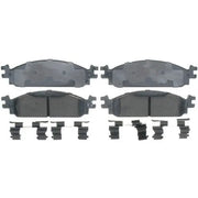 Four brake pads with clips for Raybestos Disc ROTR brake system replacement