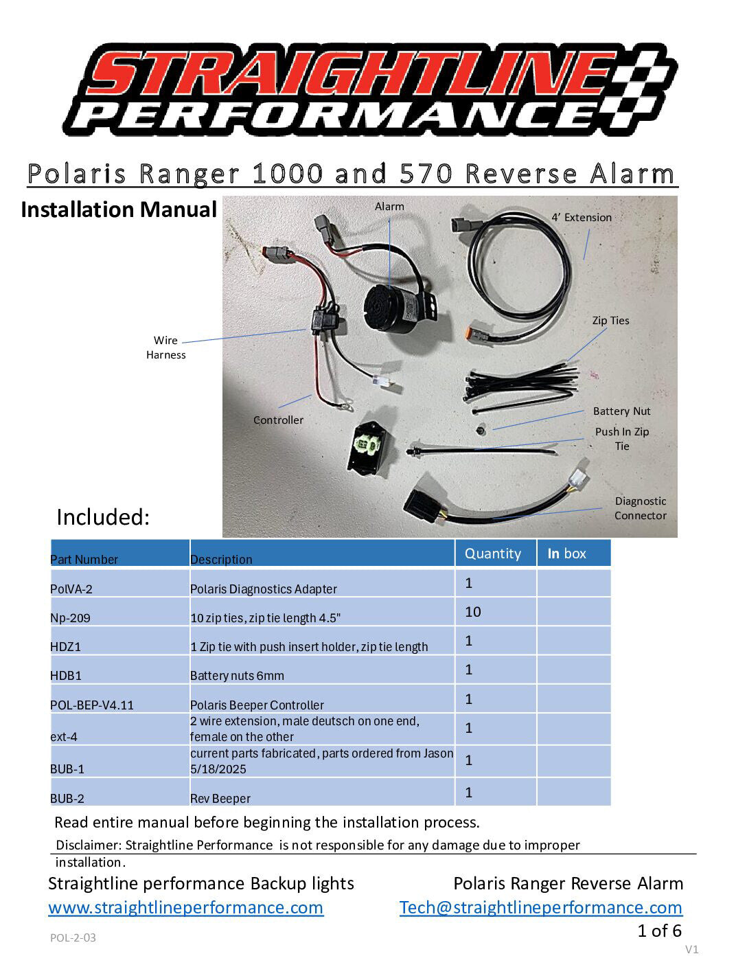 Straightline Automatic Back-Up Beeper Kits Audio/Visual/Communication 287-120 - Backup Kit