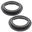Two black rubber seals from 57-146 Fork Dust Seal Kit for fork dust seal replacement
