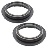 Two black rubber seals from 57-146 Fork Dust Seal Kit for fork dust seal replacement