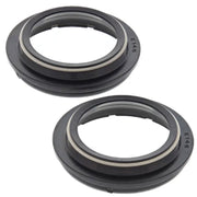 Two black rubber seals from 57-146 Fork Dust Seal Kit for fork dust seal replacement