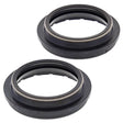 Black motorcycle fork dust seals with metal springs from 57-148 Fork Dust Seal Kit