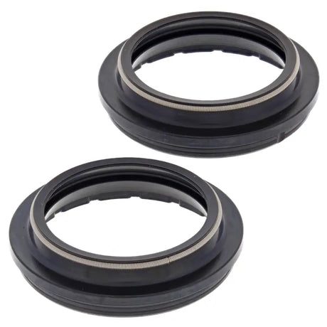 Black motorcycle fork dust seals with metal springs from 57-148 Fork Dust Seal Kit