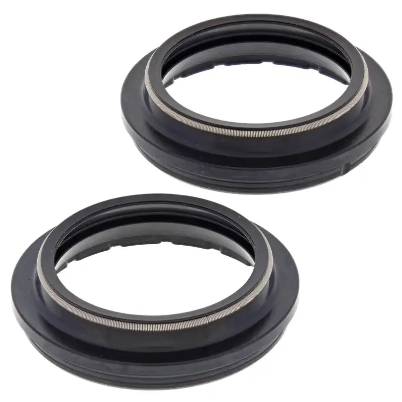 Black motorcycle fork dust seals with metal springs from 57-148 Fork Dust Seal Kit