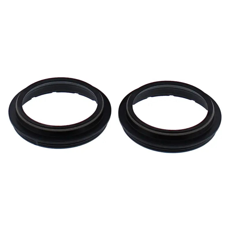 Two black automotive fork seal mounts from the 57-175 Fork Dust Seal Kit for fork seal replacement