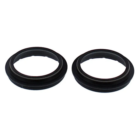 Two black automotive fork seal mounts from the 57-175 Fork Dust Seal Kit for fork seal replacement