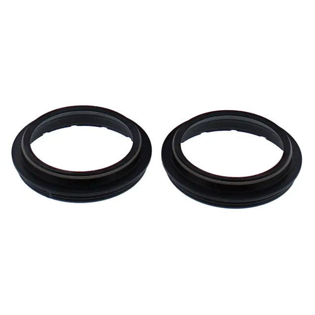 Two black automotive fork seal mounts from the 57-175 Fork Dust Seal Kit for fork seal replacement