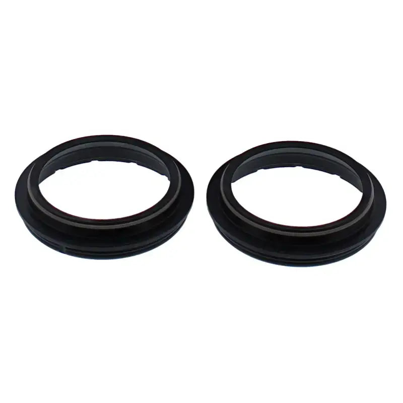 Two black automotive fork seal mounts from the 57-175 Fork Dust Seal Kit for fork seal replacement