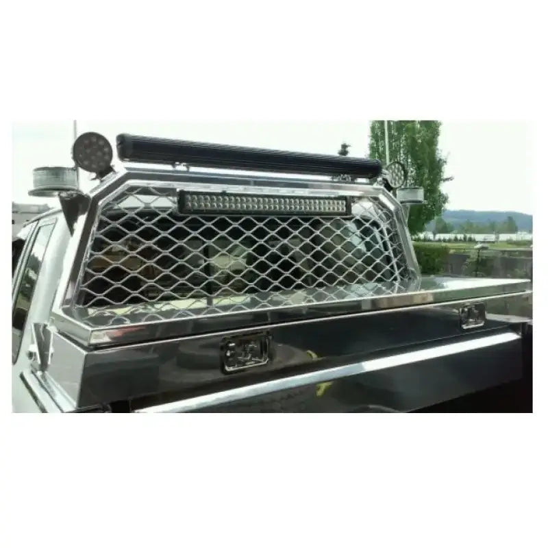 Protech Cabrack Silv1500 mesh bed cover with black netting and chrome accents