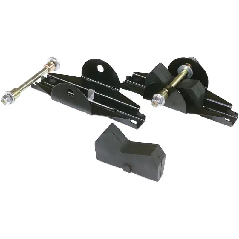 Black metal and rubber ski mount kit for Bombardier Ski Mount Kit Bomb mounted on vehicle