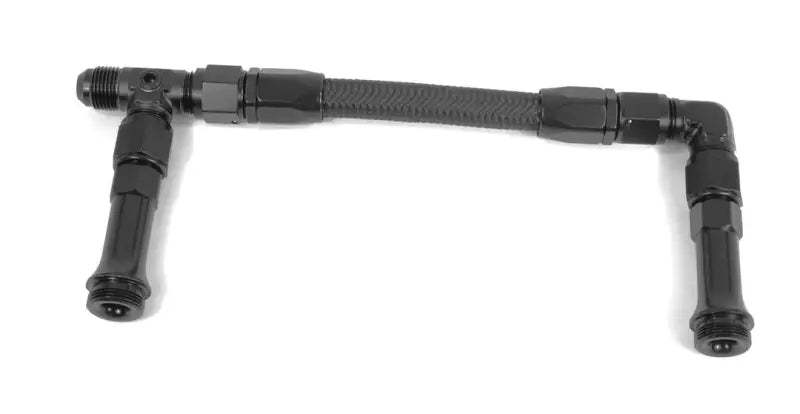 Black braided fuel line assembly with dual inlet for Holley 4150 Speedfx -8AN