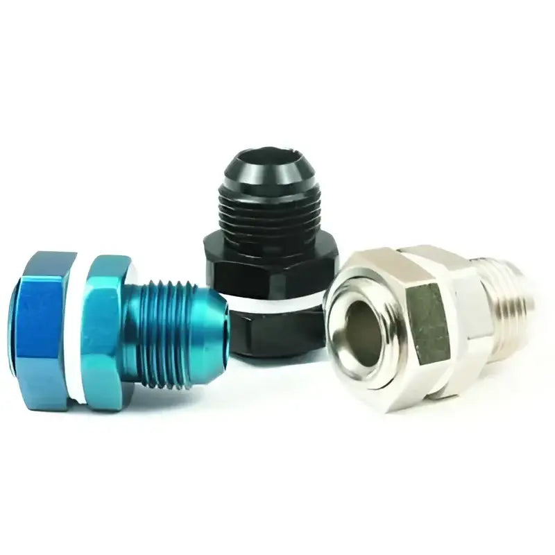 Three metal hose fittings for the 579006BK Speedfx fuel cell bulkhead setup