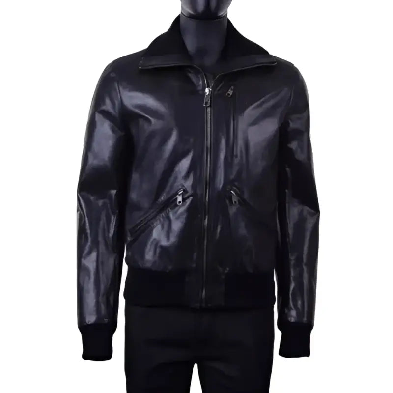 Black leather bomber jacket from 579012 Speedfx -12AN Blu Fuel Cell Bulkhead