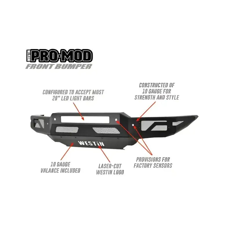 Westin Pro-Mod Front Bumper for Ranger 2019, constructed of 10 gauge steel with laser-cut Westin logo, 10 gauge valance, provisions for factory sensors, and configured for LED light bars; rugged off-road truck accessory for unparalleled protection, Bumpers, Grilles & Guards, AVADA - Best Sellers, Must Haves