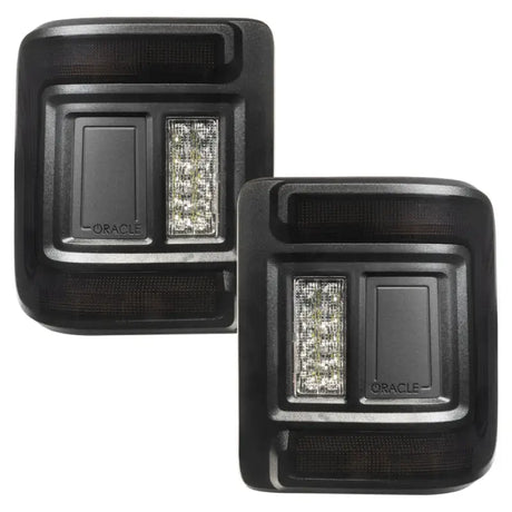 Two black LED tail lights from Oracle Light for Jeep JL model 5884-504-T