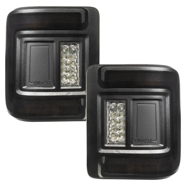 Two black LED tail lights from Oracle Light for Jeep JL model 5884-504-T