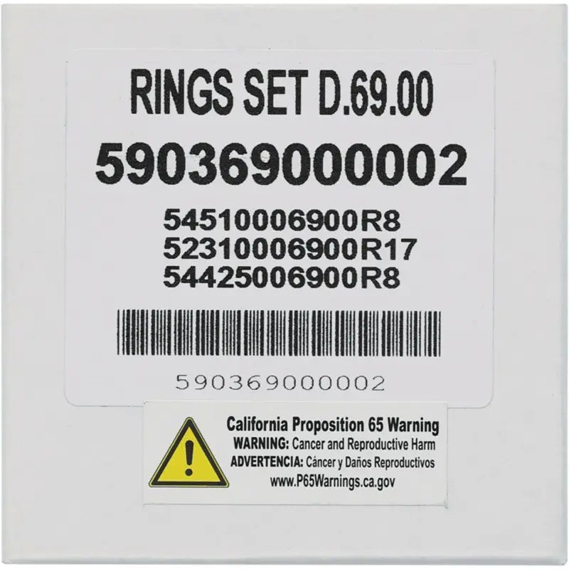 Piston rings set label for Vertex pistons 96mm hon in the 590369000002 piston rings package