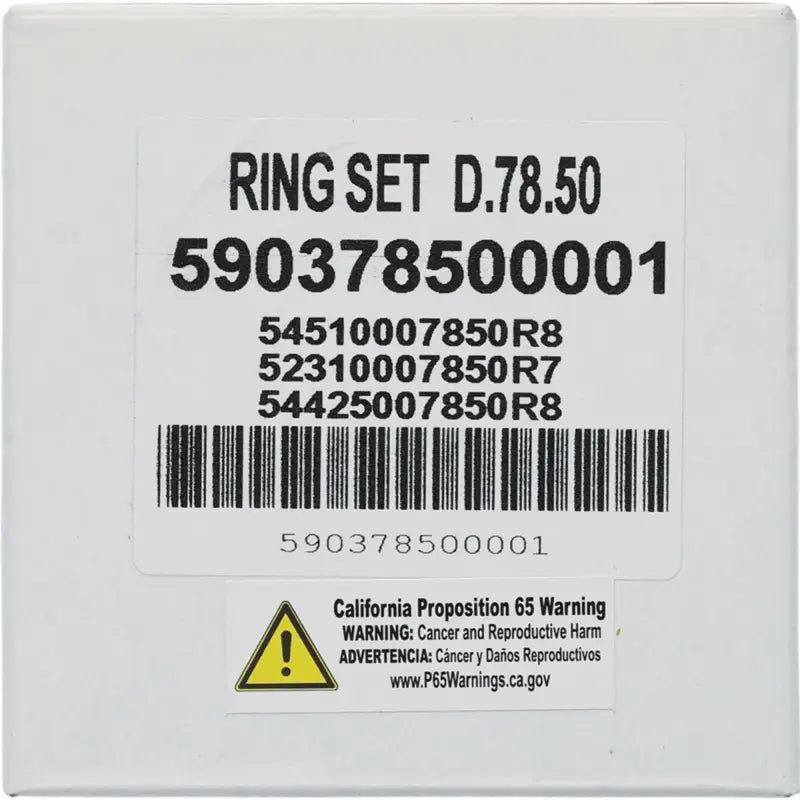 Product packaging with label for piston rings compatible with Vertex Pistons RV parts & accessories