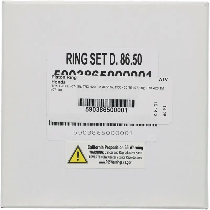 White box with piston rings label for Vertex Pistons 86.46mm RV parts & accessories
