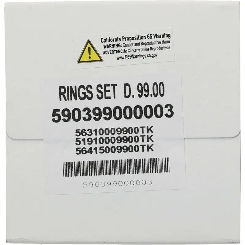 White box with piston rings label for Vertex Pistons RV parts & accessories