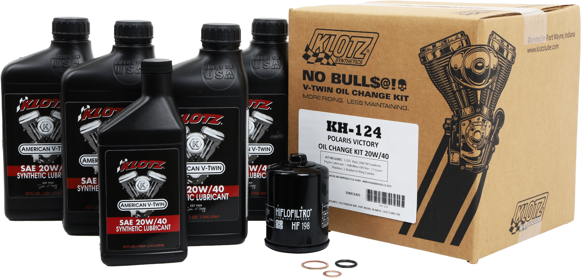 Klotz 20W-40 Synthetic OIL Change KIT Oil Change Kit KH-124 - 4.5QT