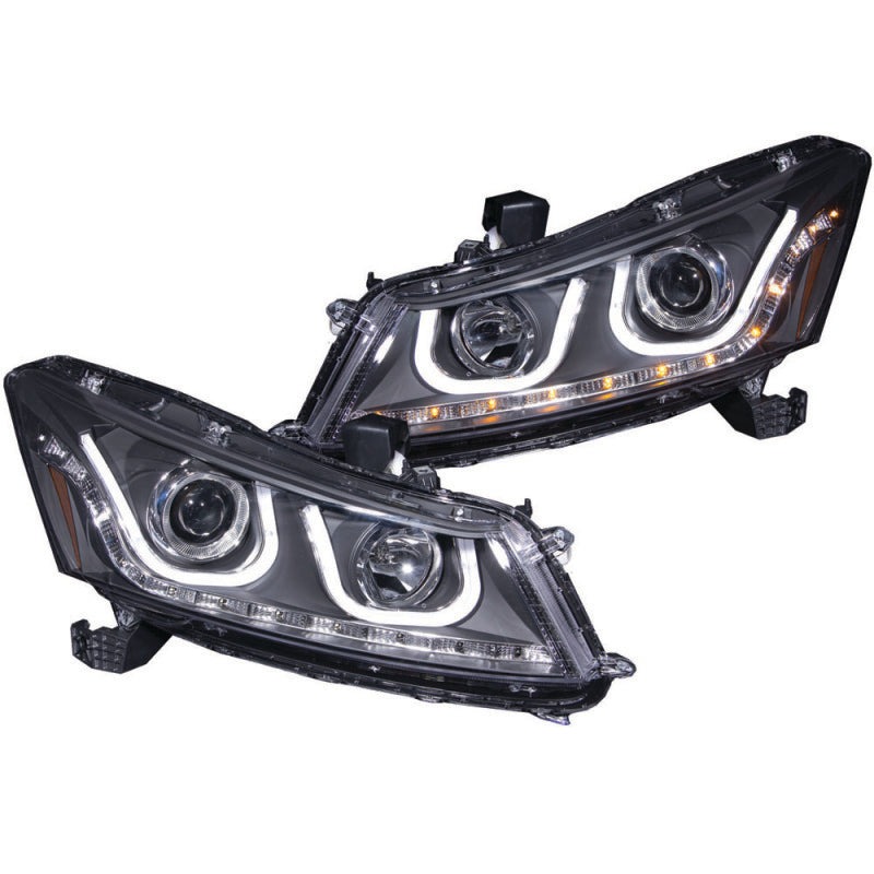ANZO 121483 ANZO 2008-2012 Honda Accord Projector Headlights w/ U-Bar Black