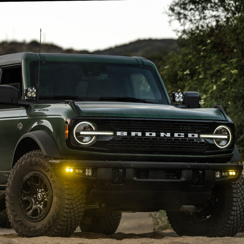 Baja Designs 448178 Baja Designs 21-22 Ford Bronco w/Steel Bumper S2 SAE Sportsmen Fog Pocket Light Kit - Amber