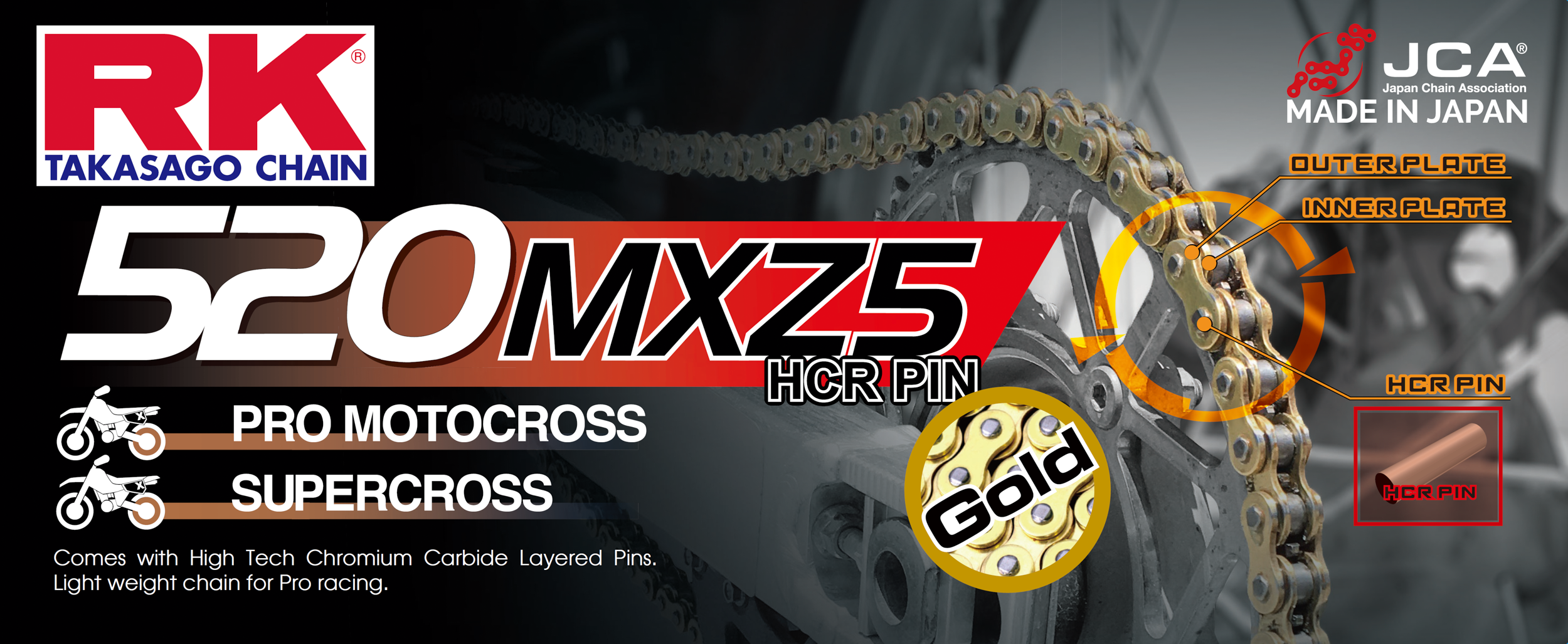 RK Excel 525 ZXW Drive Chain GB520MXZ5-120 - Gold GB520MXZ5 520 120